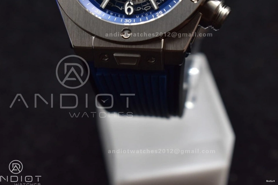 Skeleton A1280 Hublot Unico Blue Bang Titanium ZF on Dial Strap Best Big Blue Edition Rubber 1:1 0321